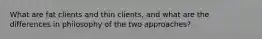 What are fat clients and thin clients, and what are the differences in philosophy of the two approaches?