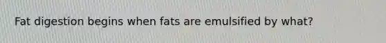 Fat digestion begins when fats are emulsified by what?