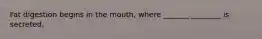 Fat digestion begins in the mouth, where _______ ________ is secreted.