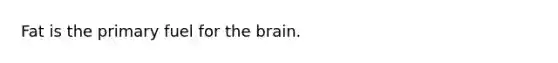 Fat is the primary fuel for the brain.