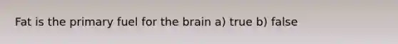 Fat is the primary fuel for the brain a) true b) false