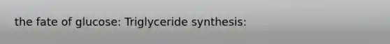 the fate of glucose: Triglyceride synthesis: