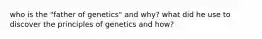 who is the "father of genetics" and why? what did he use to discover the principles of genetics and how?