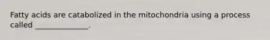 Fatty acids are catabolized in the mitochondria using a process called ______________.