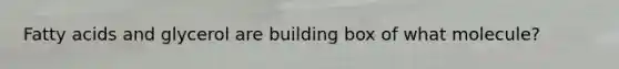 Fatty acids and glycerol are building box of what molecule?