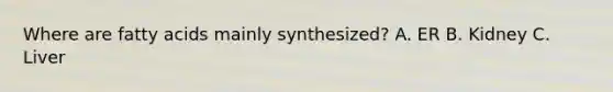 Where are fatty acids mainly synthesized? A. ER B. Kidney C. Liver