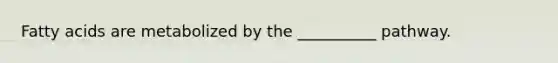 Fatty acids are metabolized by the __________ pathway.