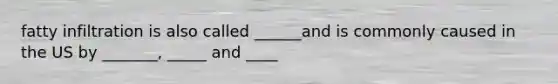 fatty infiltration is also called ______and is commonly caused in the US by _______, _____ and ____