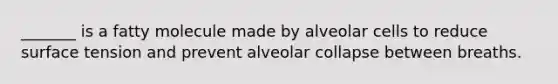 _______ is a fatty molecule made by alveolar cells to reduce surface tension and prevent alveolar collapse between breaths.