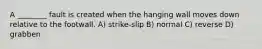 A ________ fault is created when the hanging wall moves down relative to the footwall. A) strike-slip B) normal C) reverse D) grabben