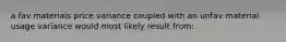 a fav materials price variance coupled with an unfav material usage variance would most likely result from: