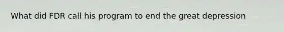 What did FDR call his program to end the great depression