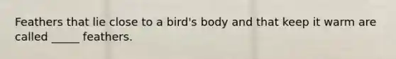 Feathers that lie close to a bird's body and that keep it warm are called _____ feathers.