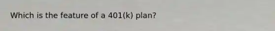 Which is the feature of a 401(k) plan?