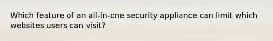 Which feature of an all-in-one security appliance can limit which websites users can visit?