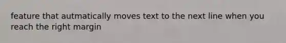 feature that autmatically moves text to the next line when you reach the right margin
