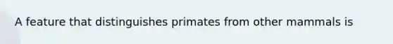 A feature that distinguishes primates from other mammals is