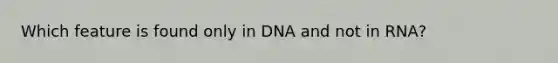 Which feature is found only in DNA and not in RNA?