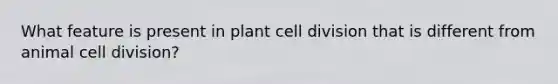 What feature is present in plant cell division that is different from animal cell division?