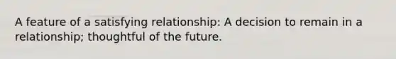 A feature of a satisfying relationship: A decision to remain in a relationship; thoughtful of the future.