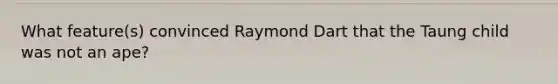 What feature(s) convinced Raymond Dart that the Taung child was not an ape?