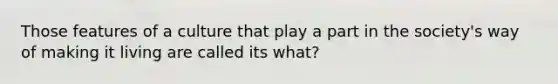 Those features of a culture that play a part in the society's way of making it living are called its what?