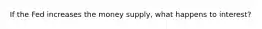 If the Fed increases the money supply, what happens to interest?