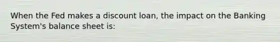 When the Fed makes a discount loan, the impact on the Banking System's balance sheet is: