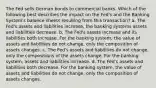 The Fed sells German bonds to commercial banks. Which of the following best describes the impact on the Fed's and the Banking System's balance sheets resulting from this transaction? a. The Fed's assets and liabilities increase, the banking systems assets and liabilities decrease. b. The Fed's assets increase and its liabilities both increase. For the banking system, the value of assets and liabilities do not change, only the composition of assets changes. c. The Fed's assets and liabilities do not change, only the compositions of the assets change. For the banking system, assets and liabilities increase. d. The Fed's assets and liabilities both decrease. For the banking system, the value of assets and liabilities do not change, only the composition of assets changes.