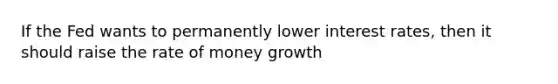 If the Fed wants to permanently lower interest rates, then it should raise the rate of money growth