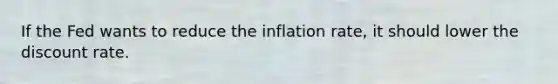 If the Fed wants to reduce the inflation rate, it should lower the discount rate.