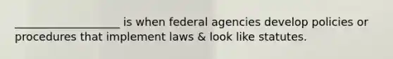 ___________________ is when federal agencies develop policies or procedures that implement laws & look like statutes.