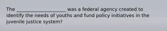 The _____________________ was a federal agency created to identify the needs of youths and fund policy initiatives in the juvenile justice system?