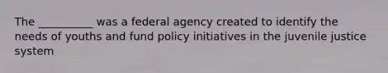 The __________ was a federal agency created to identify the needs of youths and fund policy initiatives in the juvenile justice system