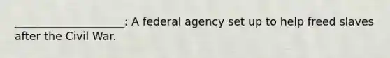 ____________________: A federal agency set up to help freed slaves after the Civil War.