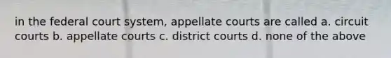 in the federal court system, appellate courts are called a. circuit courts b. appellate courts c. district courts d. none of the above