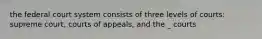 the federal court system consists of three levels of courts: supreme court, courts of appeals, and the _ courts