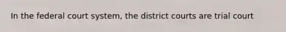 In the federal court system, the district courts are trial court