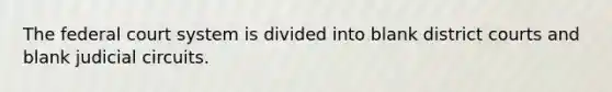 <a href='https://www.questionai.com/knowledge/kpreRDKlD3-the-federal-court-system' class='anchor-knowledge'>the federal court system</a> is divided into blank district courts and blank judicial circuits.