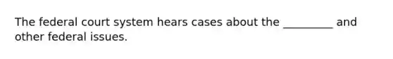 The federal court system hears cases about the _________ and other federal issues.