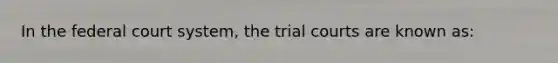 In the federal court system, the trial courts are known as: