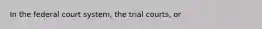 In the federal court system, the trial courts, or