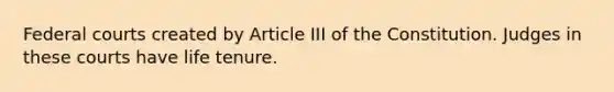 Federal courts created by Article III of the Constitution. Judges in these courts have life tenure.