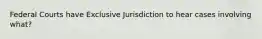 Federal Courts have Exclusive Jurisdiction to hear cases involving what?