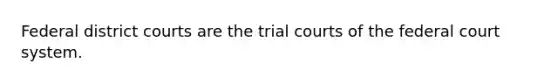 ​Federal district courts are the trial courts of the federal court system.