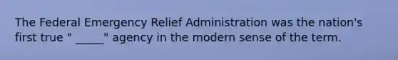 The Federal Emergency Relief Administration was the nation's first true " _____" agency in the modern sense of the term.