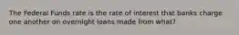 The Federal Funds rate is the rate of interest that banks charge one another on overnight loans made from what?