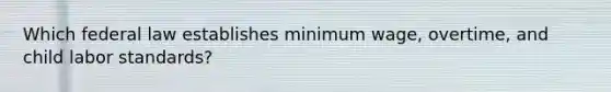 Which federal law establishes <a href='https://www.questionai.com/knowledge/k1glT6Xv0Z-minimum-wage' class='anchor-knowledge'>minimum wage</a>, overtime, and child labor standards?