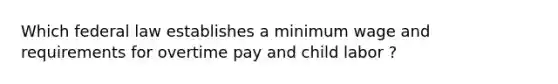 Which federal law establishes a minimum wage and requirements for overtime pay and child labor ?