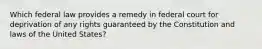 Which federal law provides a remedy in federal court for deprivation of any rights guaranteed by the Constitution and laws of the United States?